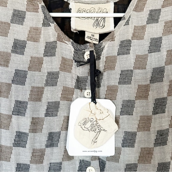 NWT Ace & Jig Tate Dress In Sedona Checkered Brown Reversible Pockets Sz M - Picture 6 of 10